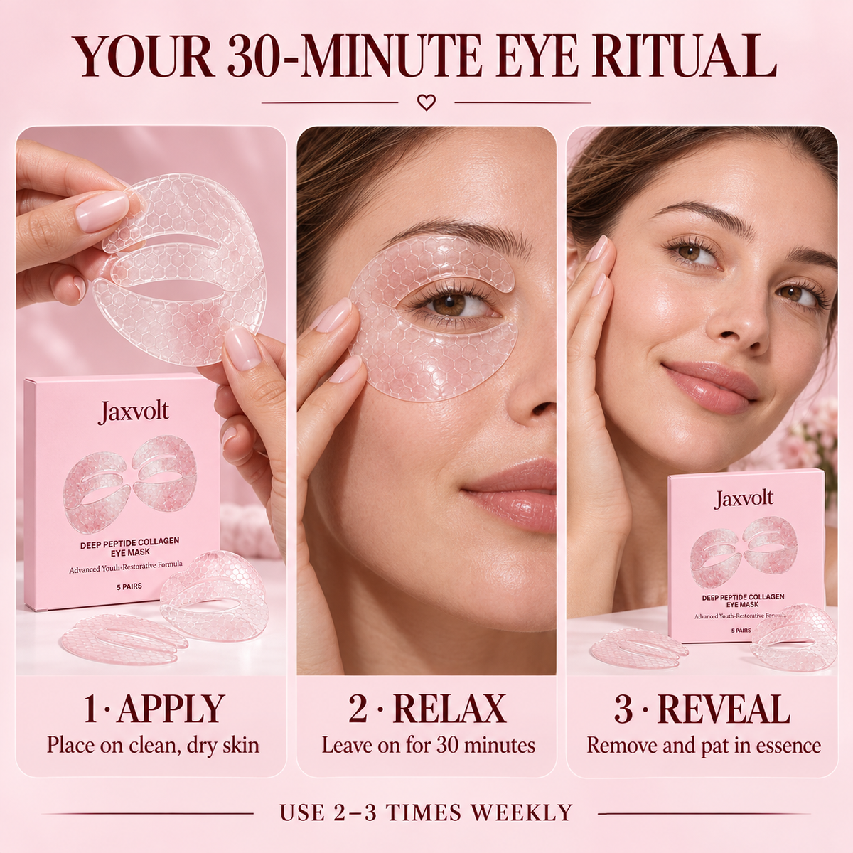🎁 BUY 1 GET 1 FREE✨ Jaxvolt 3-Piece Deep Peptide Collagen Eye Mask – Smooth, Firm & Refresh Tired Eyes