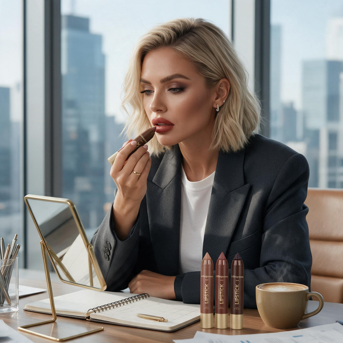 🔥6-Piece Matte Lip Crayon Set – Nude, Mauve & Brown Liner + Lip Color