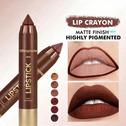 🔥6-Piece Matte Lip Crayon Set – Nude, Mauve & Brown Liner + Lip Color