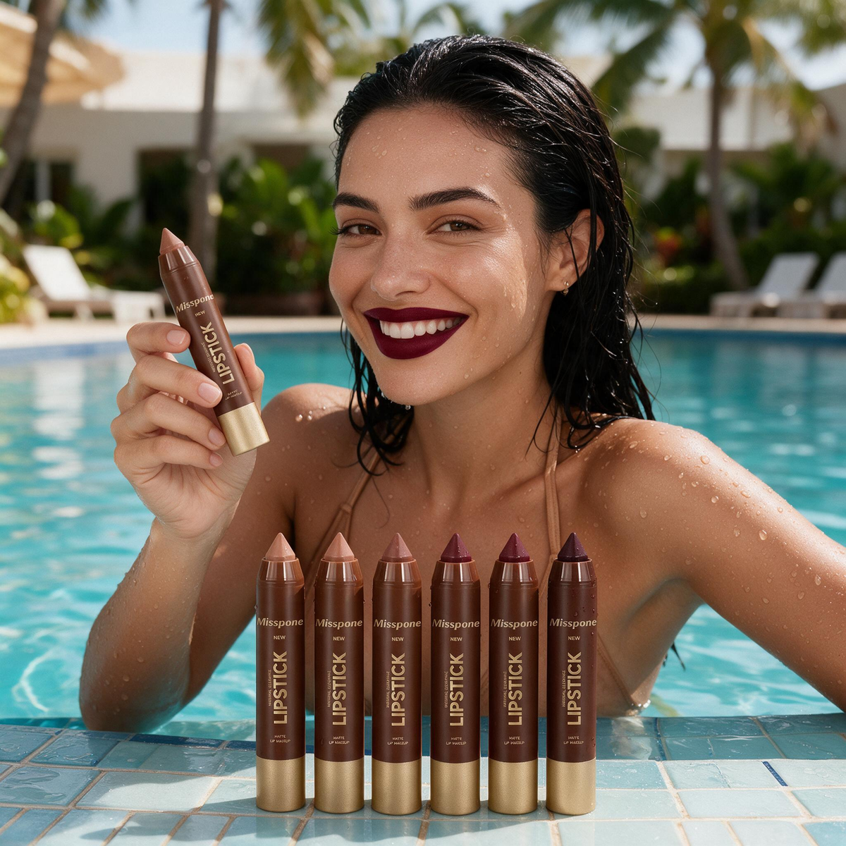 🔥6-Piece Matte Lip Crayon Set – Nude, Mauve & Brown Liner + Lip Color