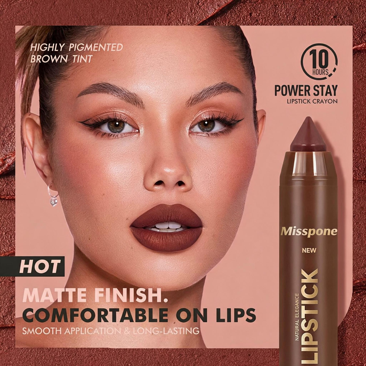 🔥6-Piece Matte Lip Crayon Set – Nude, Mauve & Brown Liner + Lip Color