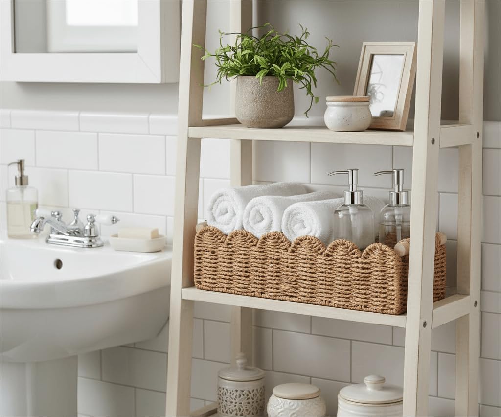 Scalloped Woven Paper-Rope Storage Basket — product image 3 of 6