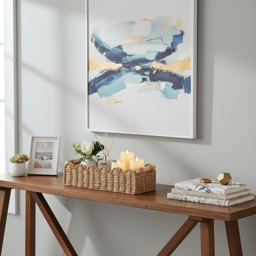 Scalloped Woven Paper-Rope Storage Basket — product image 5 of 6