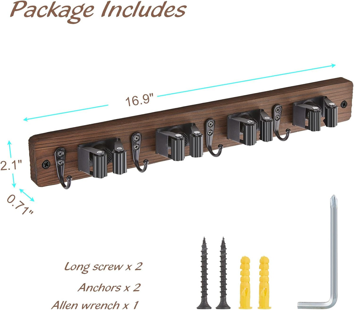 Rustic Wall-Mounted Mop & Broom Holder — product image 6 of 6