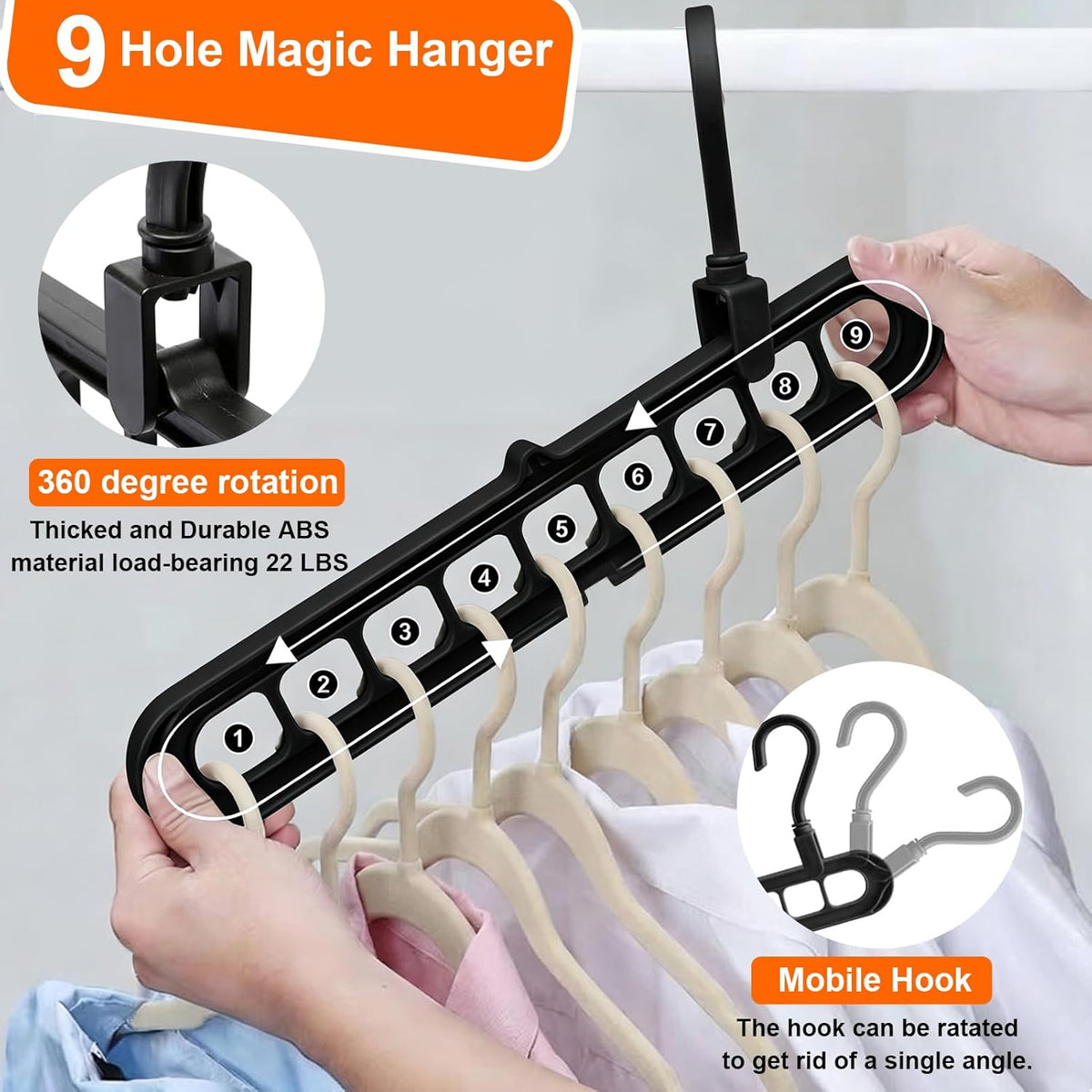6-Pack 9-Hole Space-Saving Hangers — product image 4 of 6