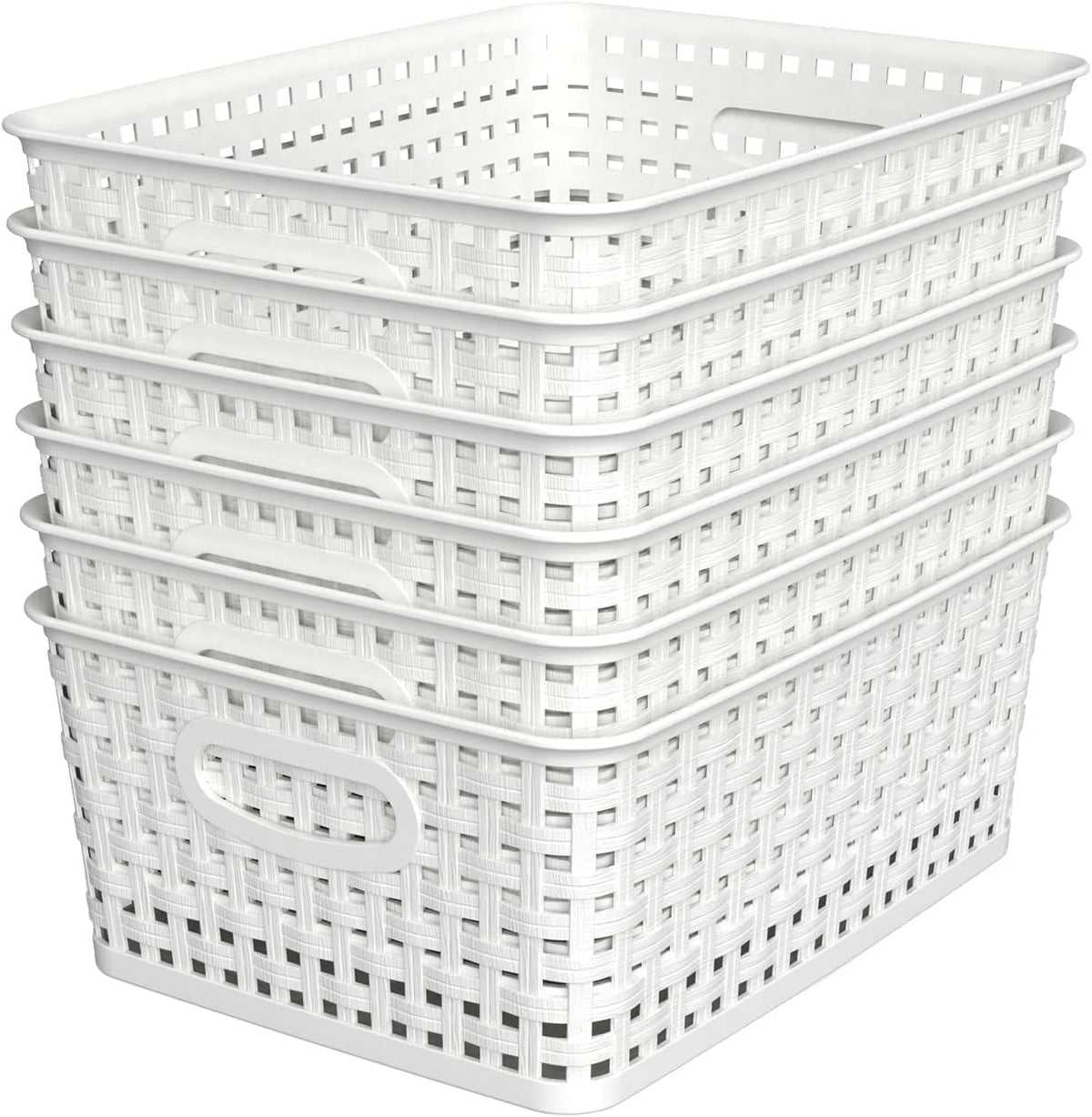 6-Pack Woven-Style Plastic Storage Baskets — product image 1 of 6