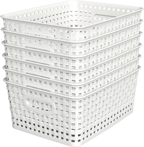 6-Pack Woven-Style Plastic Storage Baskets — product image 1 of 6