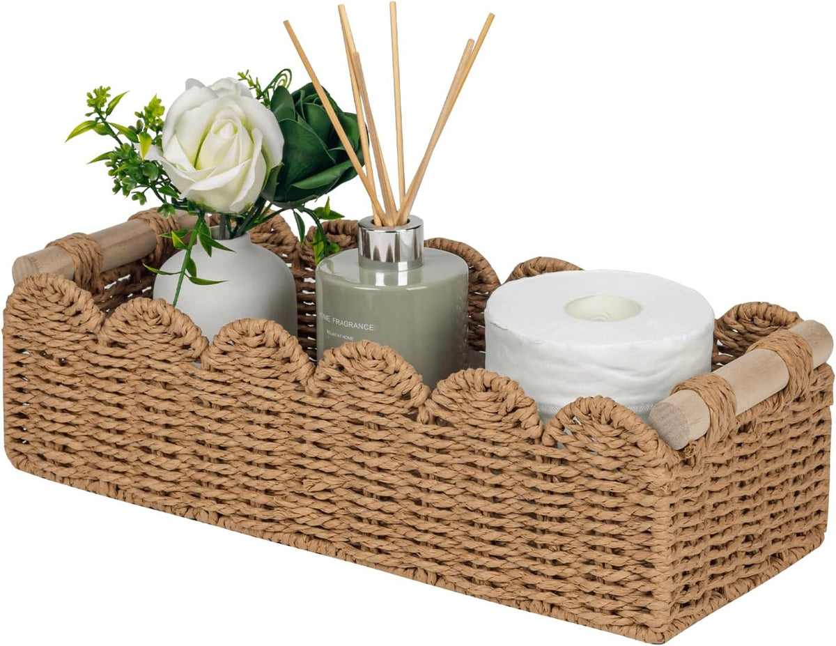 Scalloped Woven Paper-Rope Storage Basket — product image 1 of 6