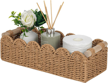 Scalloped Woven Paper-Rope Storage Basket — product image 1 of 6