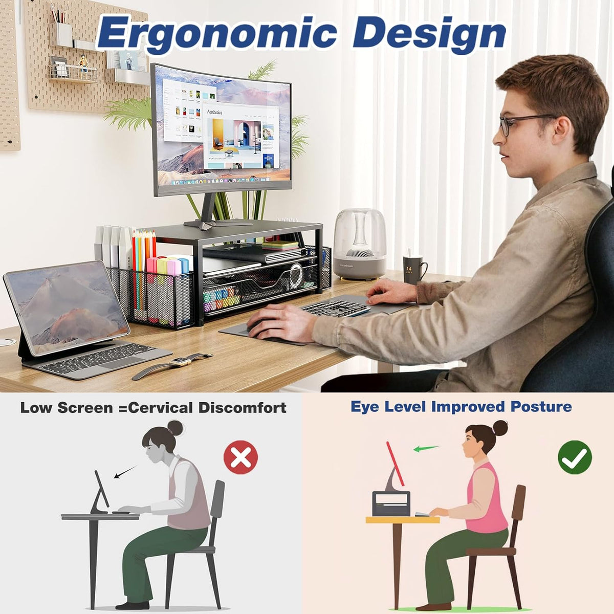 2-Tier Monitor Stand & Desk Organizer — product image 2 of 6