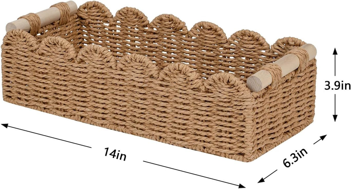 Scalloped Woven Paper-Rope Storage Basket — product image 4 of 6