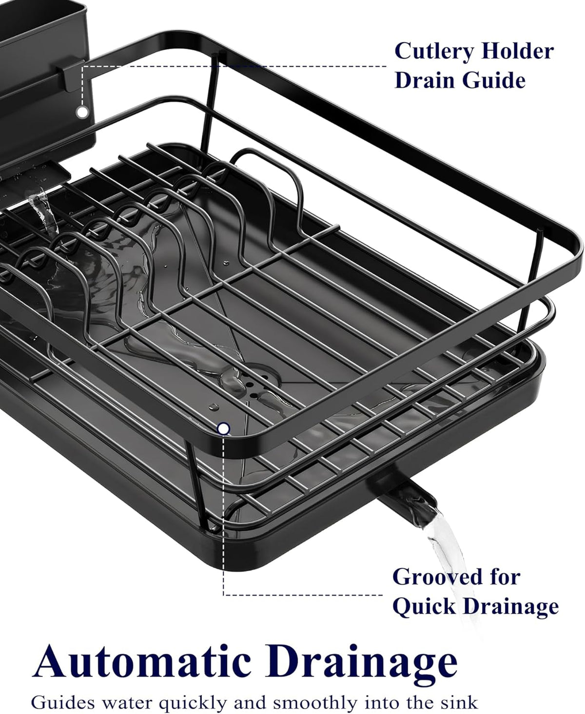Compact Stainless-Steel Dish Drying Rack — product image 3 of 6