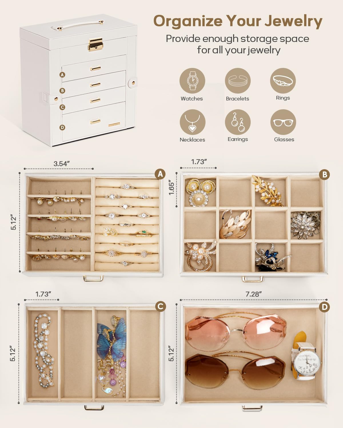 5-Layer Locking Jewelry & Watch Organizer — product image 3 of 6