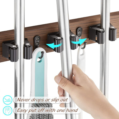 Rustic Wall-Mounted Mop & Broom Holder — product image 2 of 6