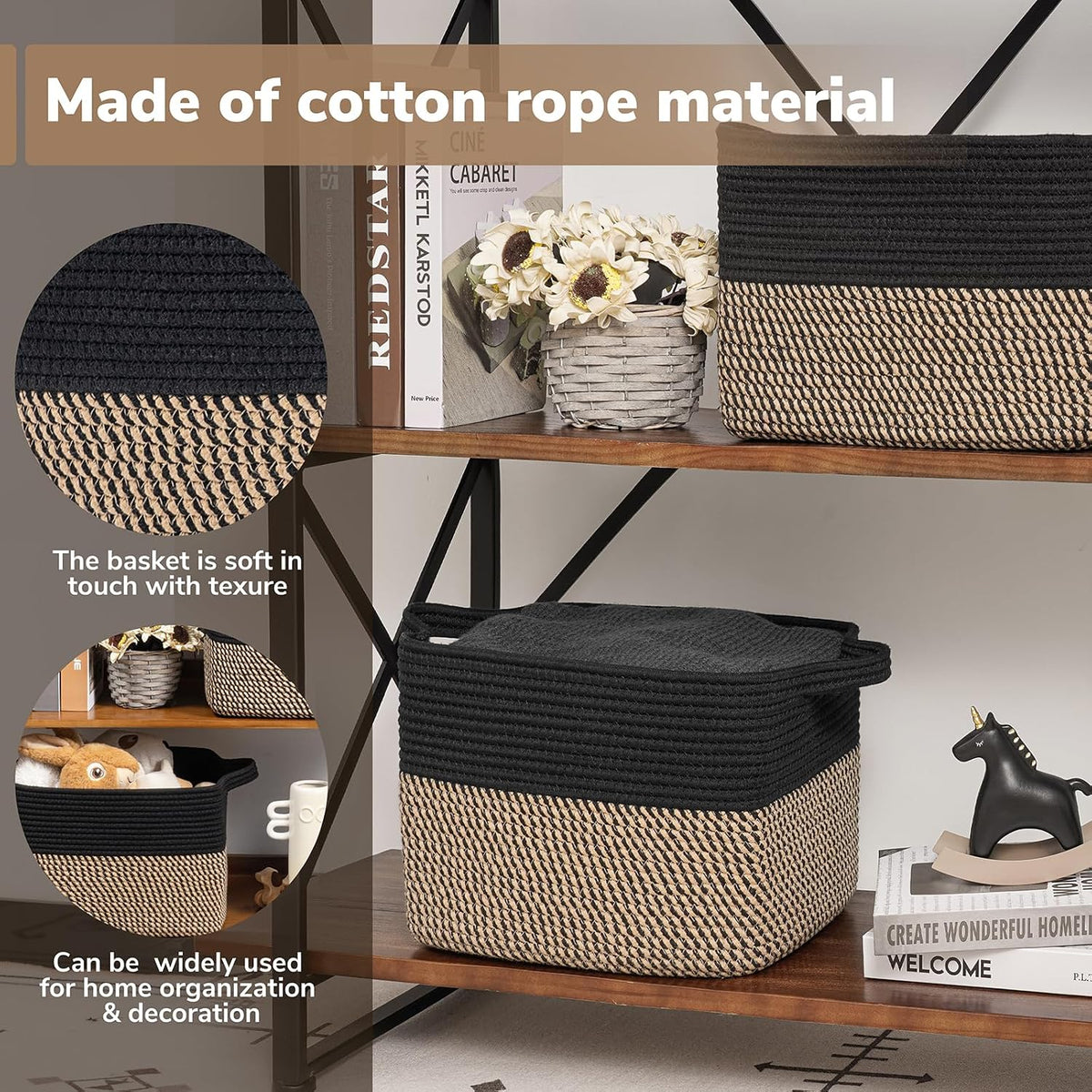 Woven Jute & Cotton Shelf Storage Basket — product image 4 of 6