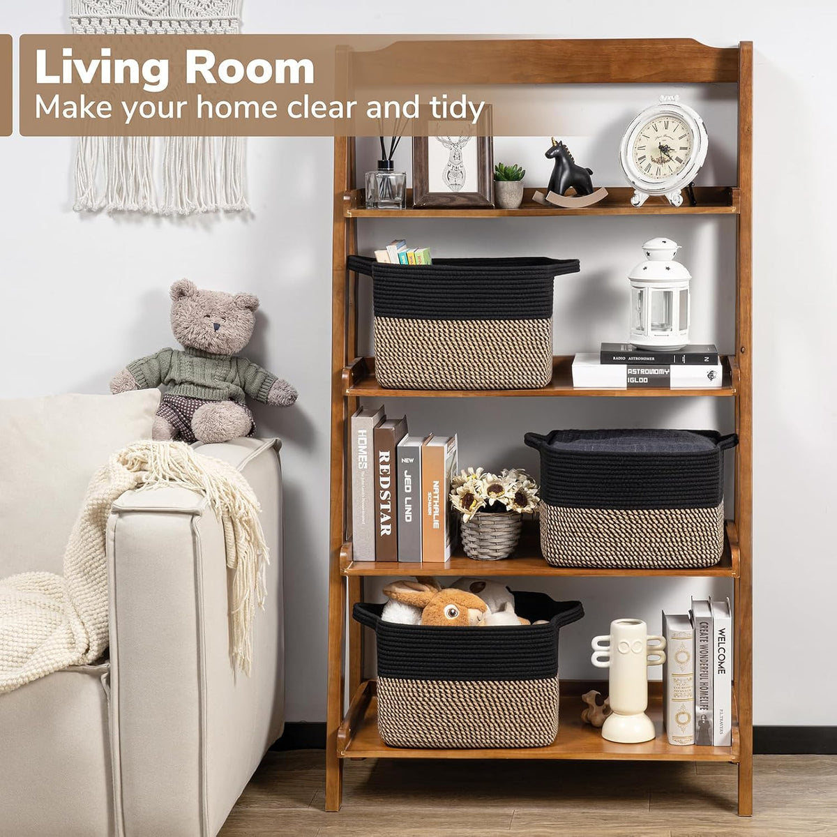 Woven Jute & Cotton Shelf Storage Basket — product image 2 of 6