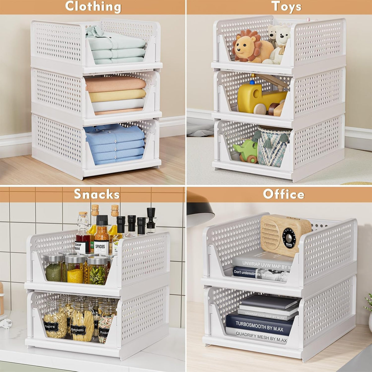 5-Pack Stackable Closet Storage Baskets — product image 4 of 6
