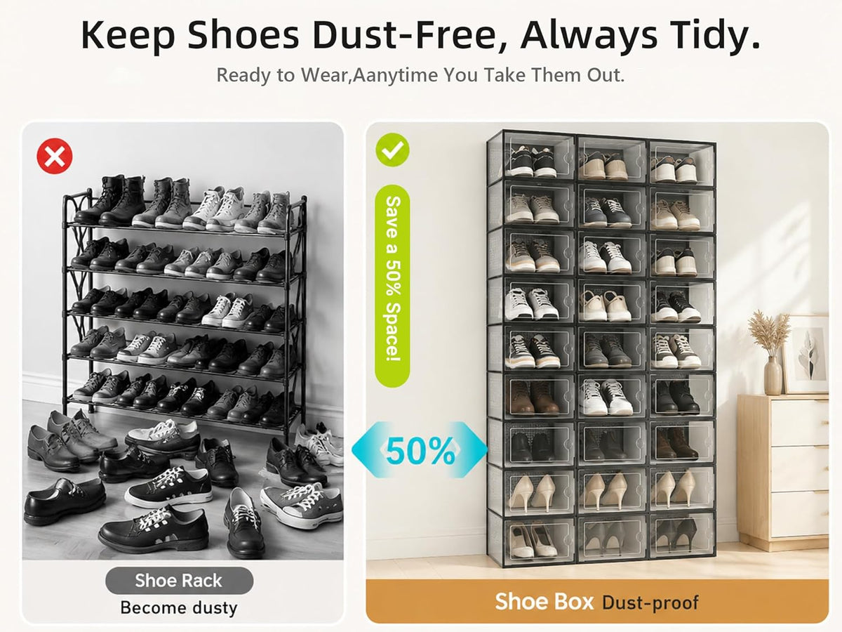 12-Pack Clear Stackable Shoe Storage Boxes — product image 5 of 6