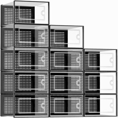 12-Pack Clear Stackable Shoe Storage Boxes — product image 1 of 6