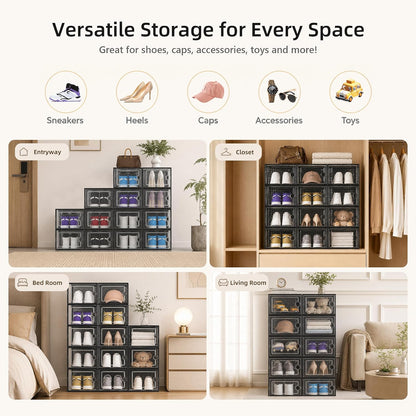 12-Pack Clear Stackable Shoe Storage Boxes — product image 6 of 6
