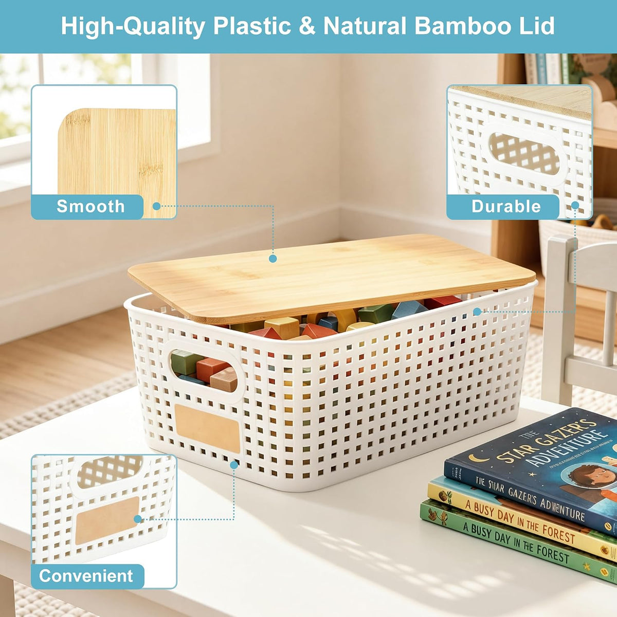 6-Pack Storage Bins with Bamboo Lids — product image 2 of 6