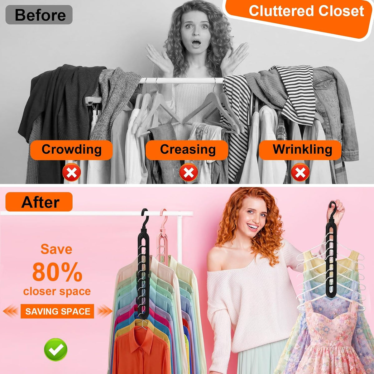 6-Pack 9-Hole Space-Saving Hangers — product image 2 of 6