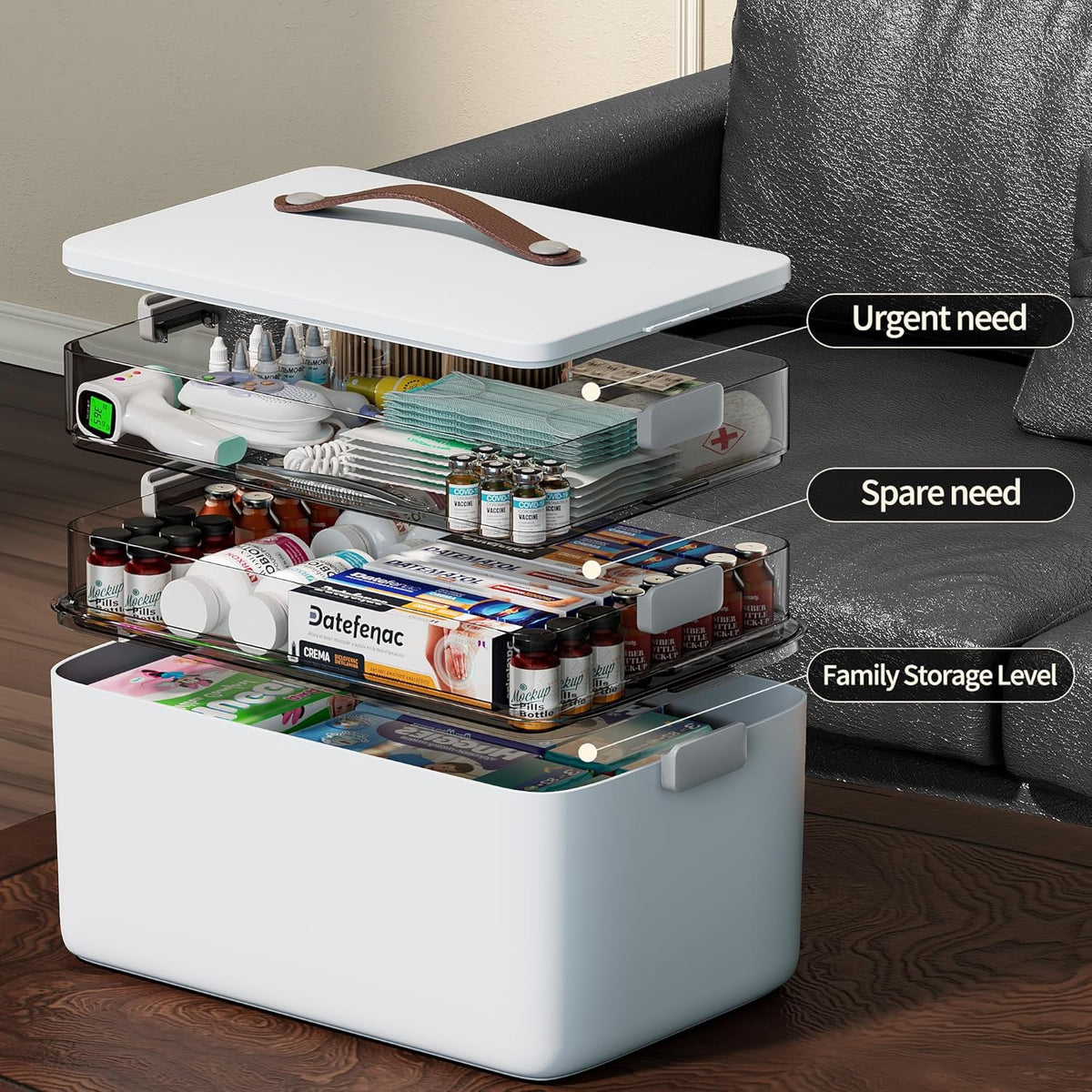 3-Tier Portable Medicine & First-Aid Organizer — product image 2 of 6