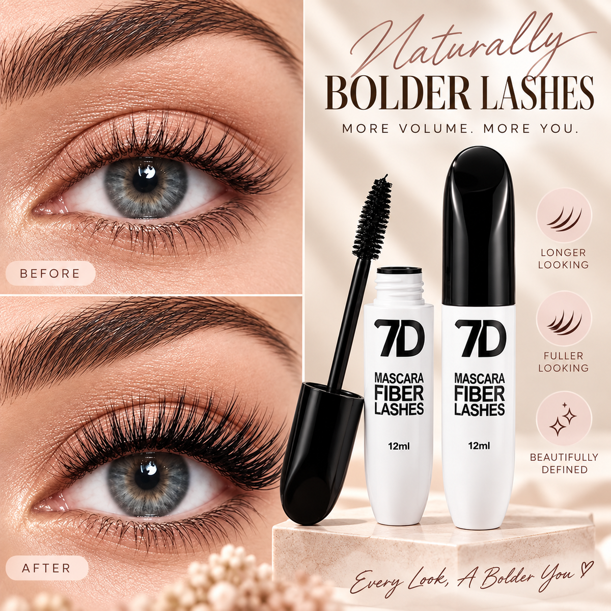 🎁 BUY 1 GET 1 FREE – Jaxvolt® 7D Silk Fiber Black Mascara | Length, Lift & Volume