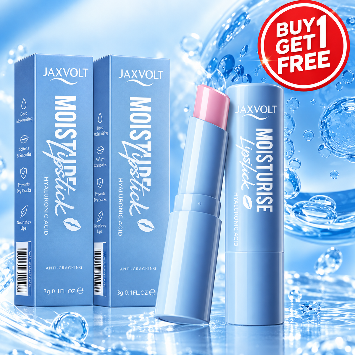 🔥 Jaxvolt Hyaluronic Lip Moisture Stick — Deep Hydration + Smoother-Looking Lip Lines