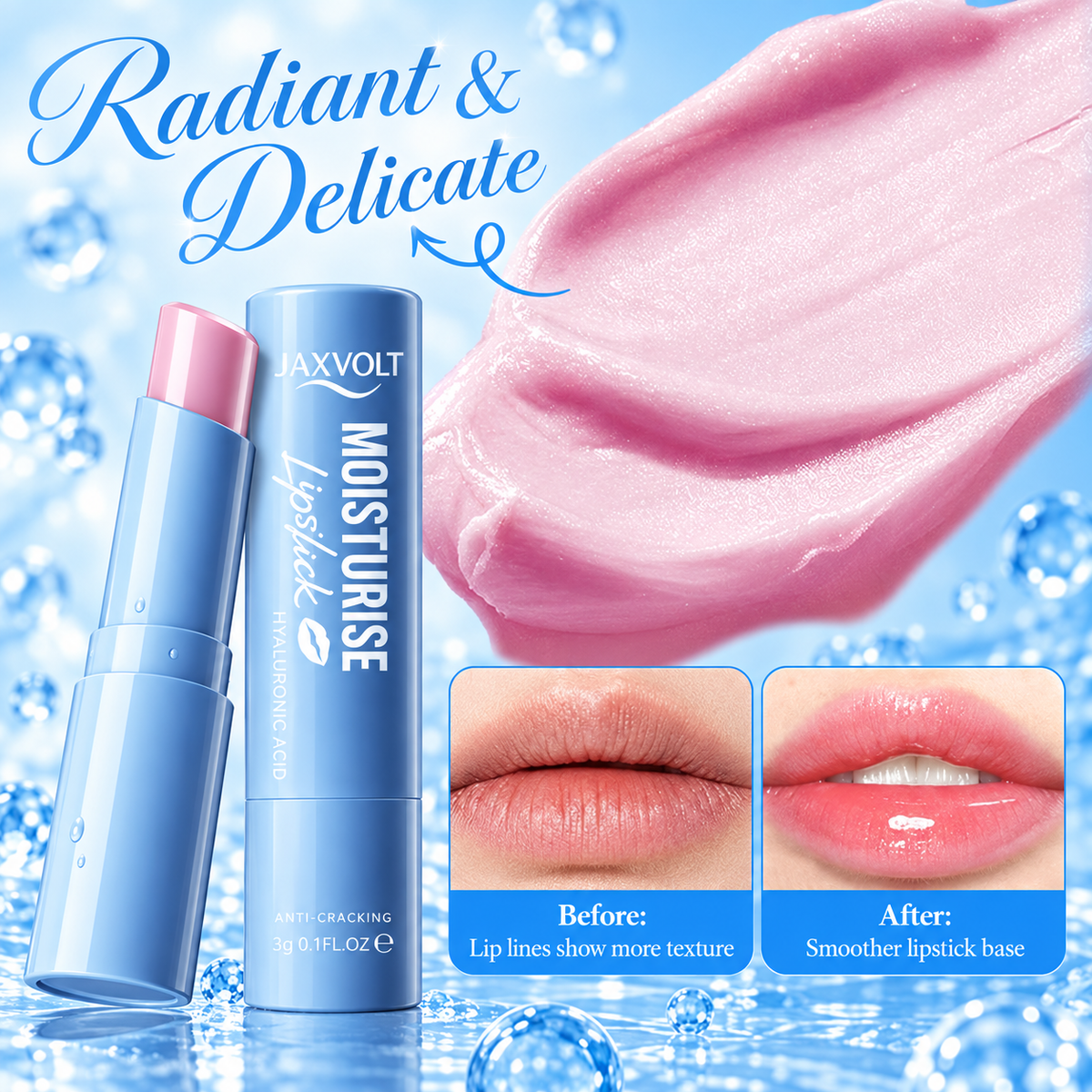 🔥 Jaxvolt Hyaluronic Lip Moisture Stick — Deep Hydration + Smoother-Looking Lip Lines