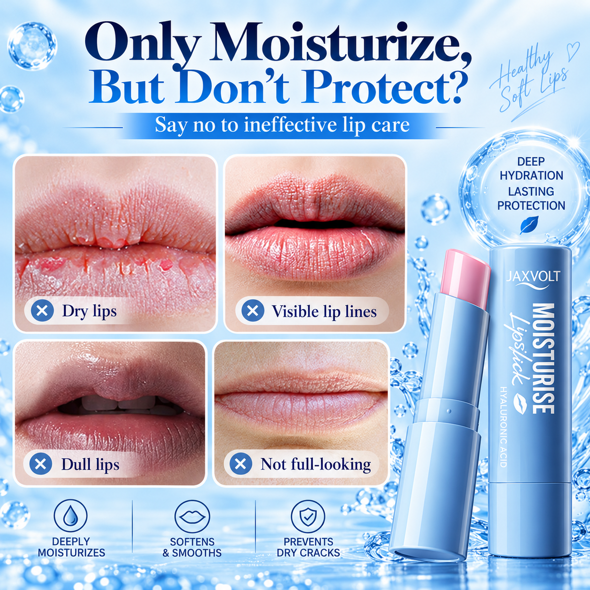 🔥 Jaxvolt Hyaluronic Lip Moisture Stick — Deep Hydration + Smoother-Looking Lip Lines