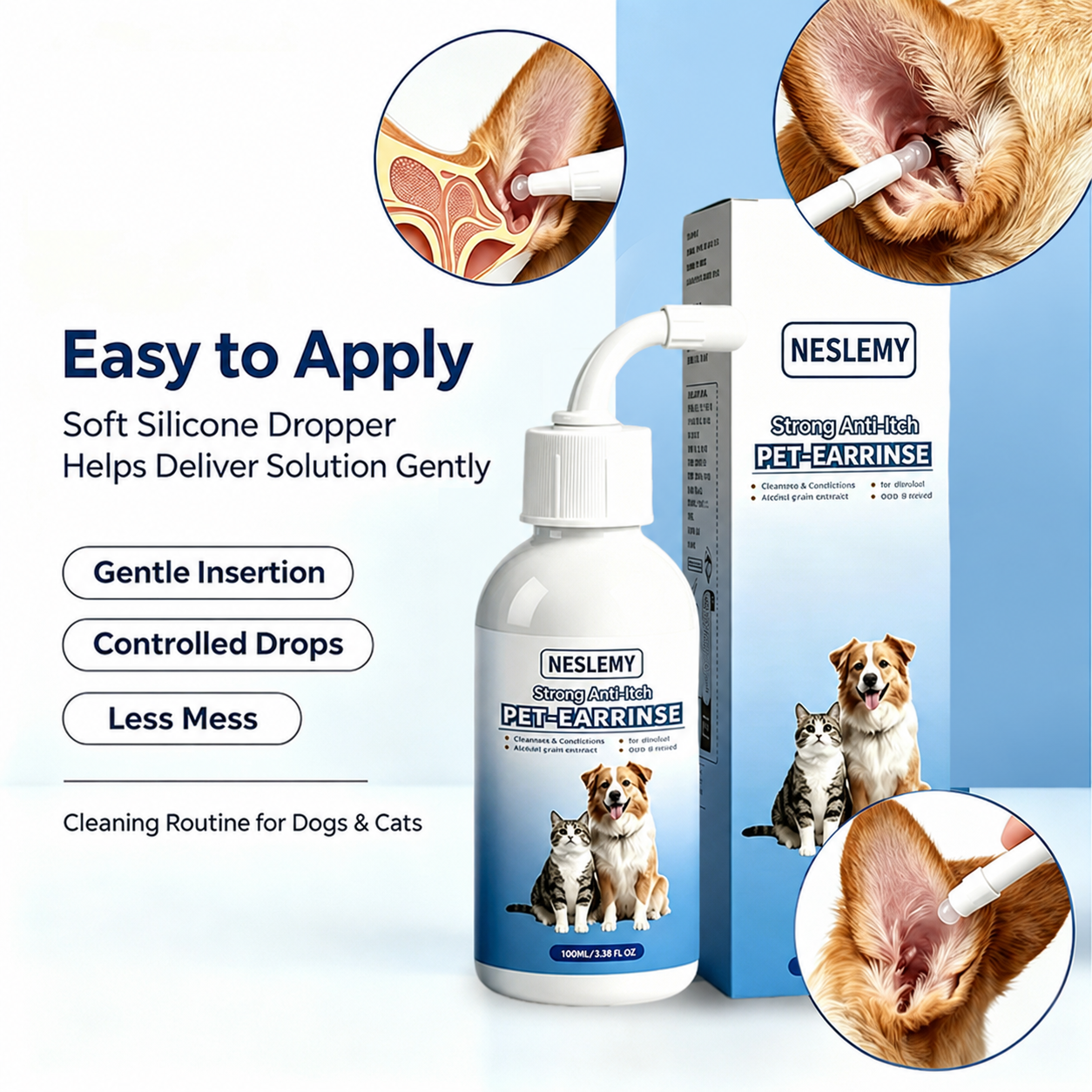Buy 1 Get 1 Free 🔥Gentle Pet Ear Wash | Odor-Free Cleaning for Dogs & Cats🐾