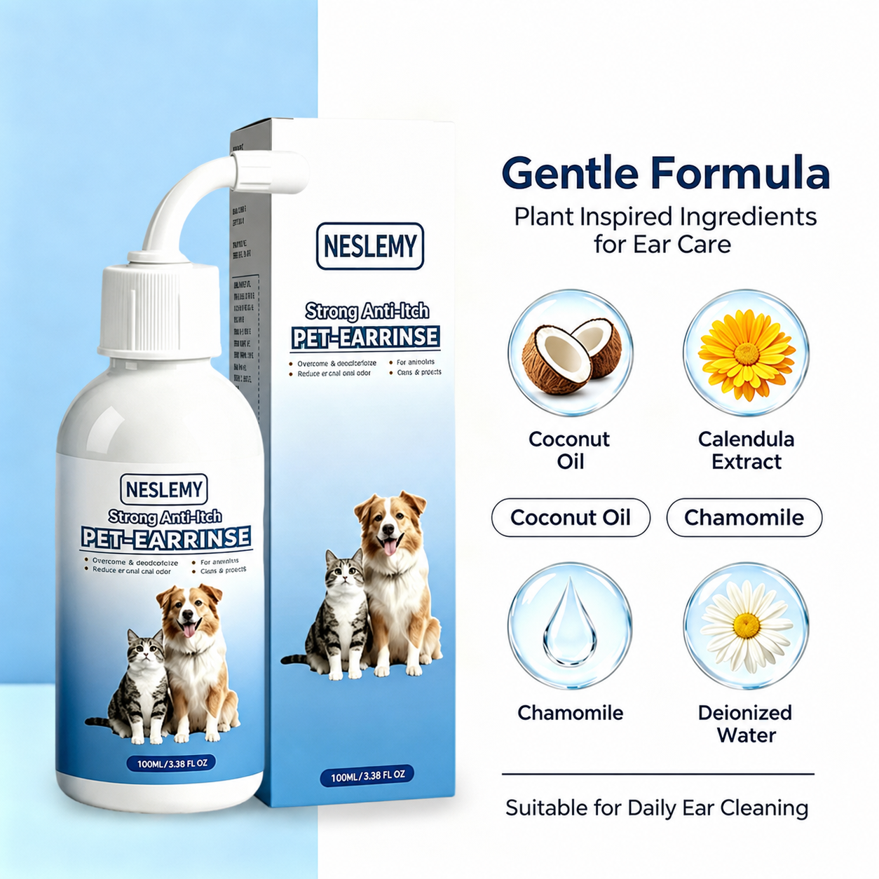 Buy 1 Get 1 Free 🔥Gentle Pet Ear Wash | Odor-Free Cleaning for Dogs & Cats🐾