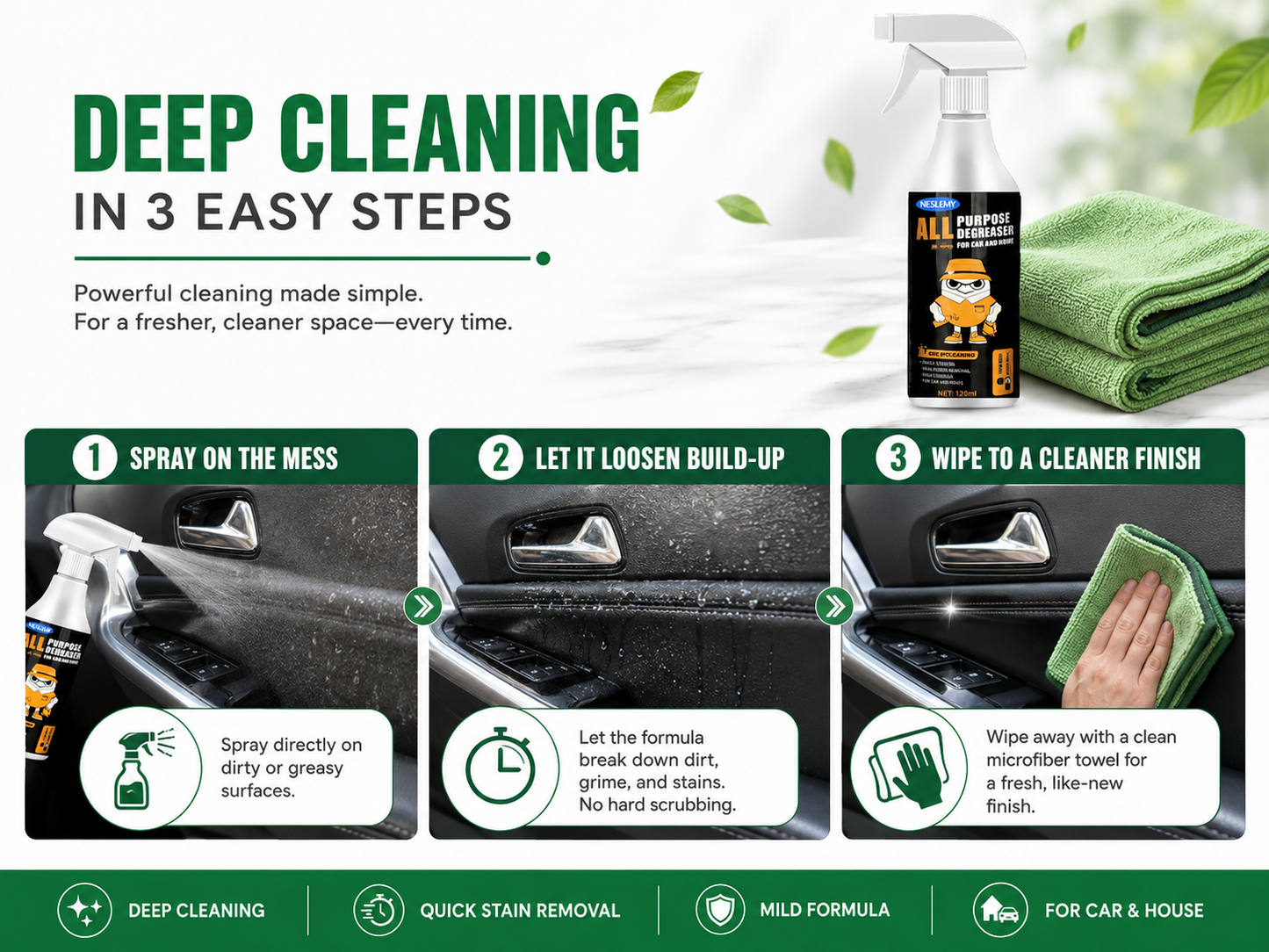 🧴🧼 Heavy-Duty Interior Cleaner & Degreaser – Cuts through grease & grime – Safe for cars, kitchens & workshops – streak-free formula ✨🚗