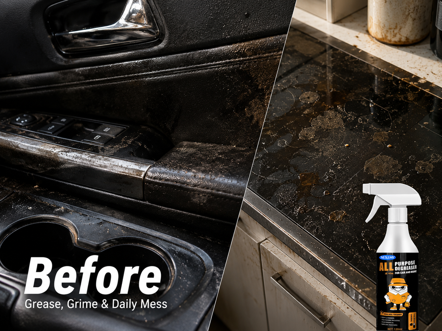 🧴🧼 Heavy-Duty Interior Cleaner & Degreaser – Cuts through grease & grime – Safe for cars, kitchens & workshops – streak-free formula ✨🚗
