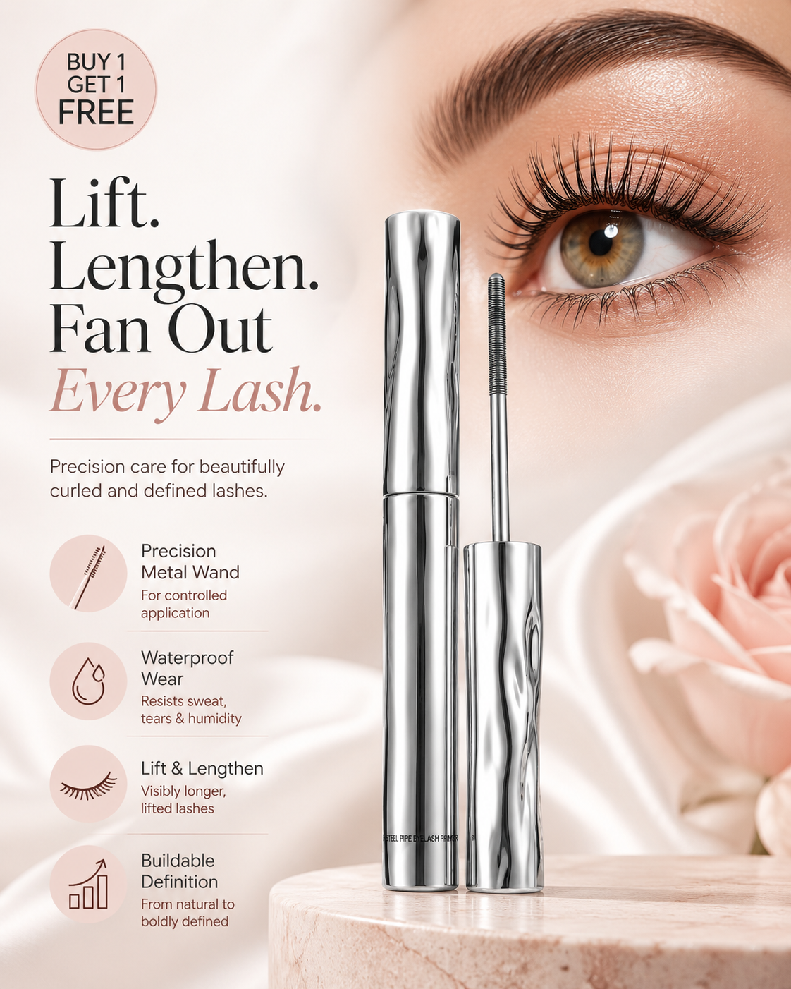 ✨ Precision Metal Wand Mascara – Lift, Lengthen & Define Every Lash