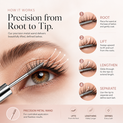 ✨ Precision Metal Wand Mascara – Lift, Lengthen & Define Every Lash
