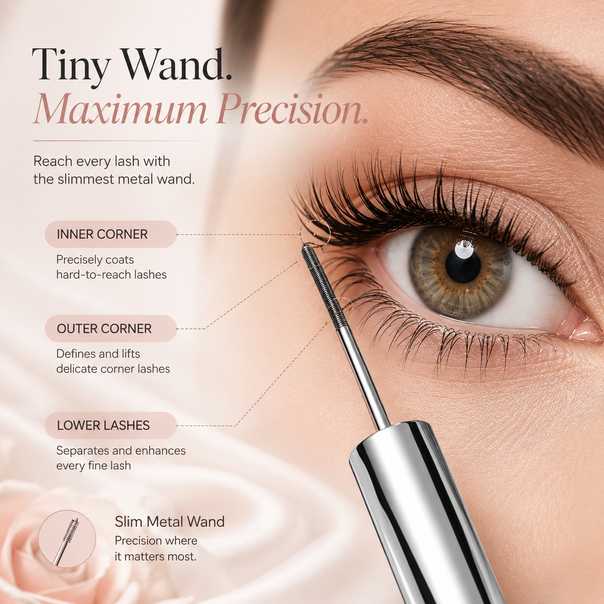 ✨ Precision Metal Wand Mascara – Lift, Lengthen & Define Every Lash