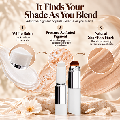 🔥Last Day - Buy 1 Get 1 Free✨Jaxvolt Korean 2‑in‑1 Color‑Changing Foundation Stick with Travel Brush