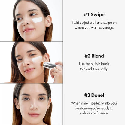 🔥Last Day - Buy 1 Get 1 Free✨Jaxvolt Korean 2‑in‑1 Color‑Changing Foundation Stick with Travel Brush