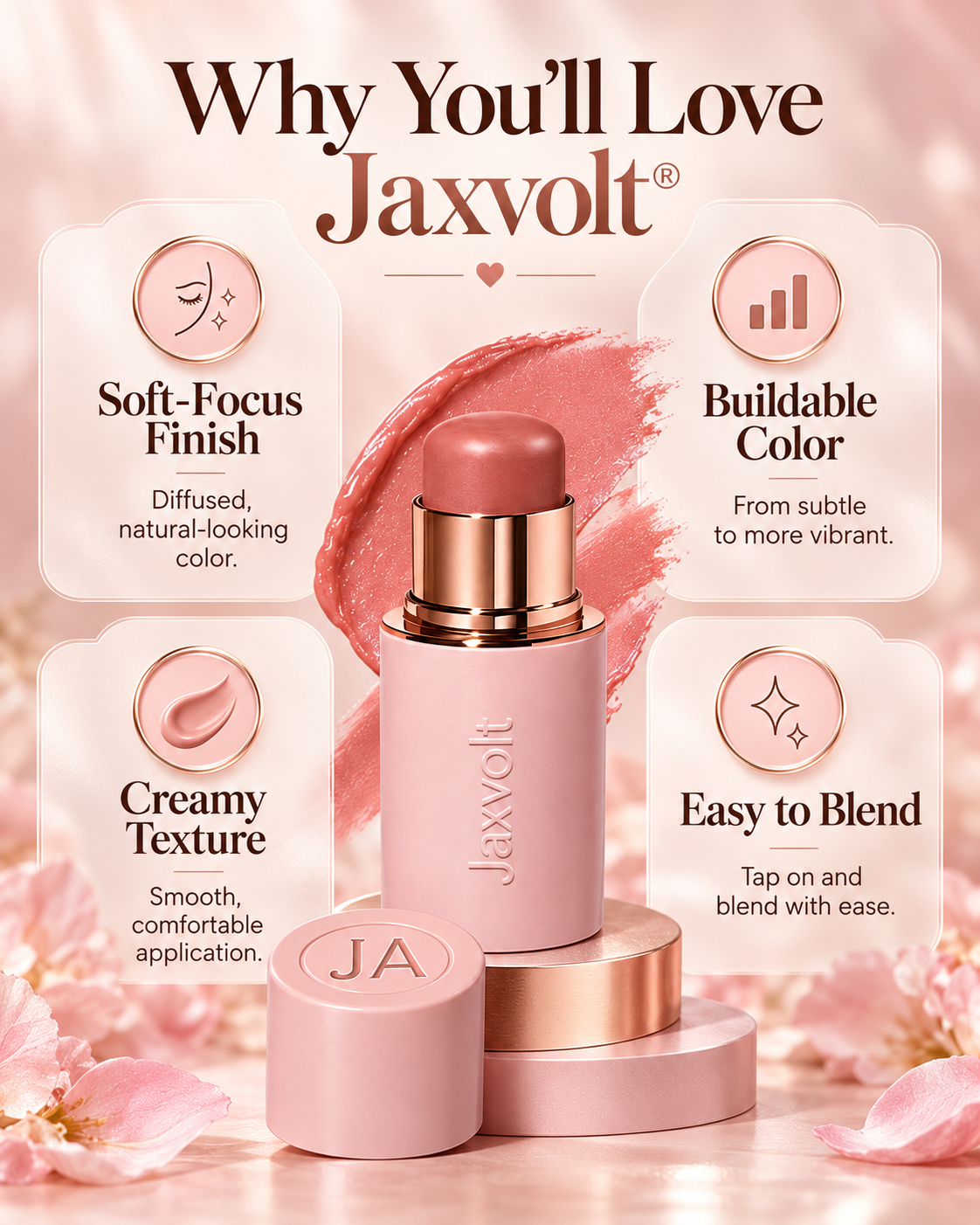 🎁 BUY 1 GET 1 FREE ✨ Jaxvolt® Skin Perfecting Cream Blush — Natural Glow & Smooth, Blendable Finish
