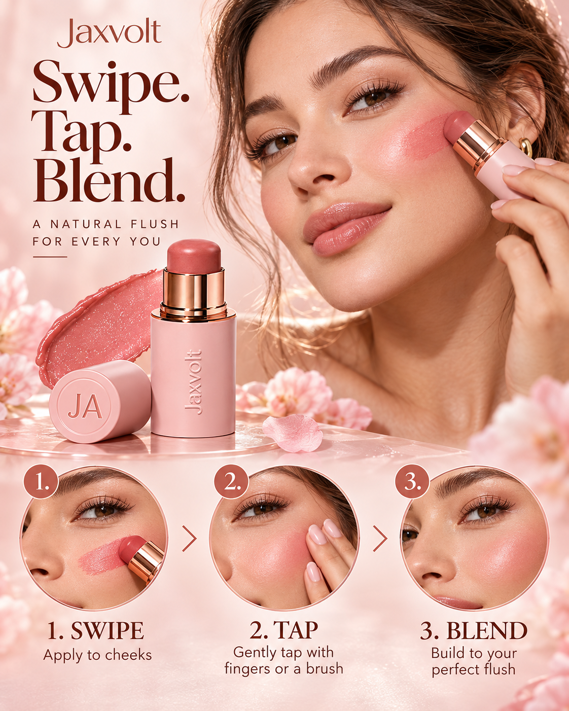 🎁 BUY 1 GET 1 FREE ✨ Jaxvolt® Skin Perfecting Cream Blush — Natural Glow & Smooth, Blendable Finish