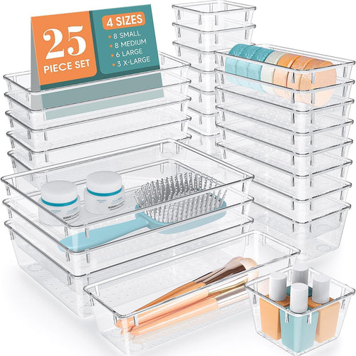 25-Piece Clear Drawer Organizer Set — product image 1 of 6