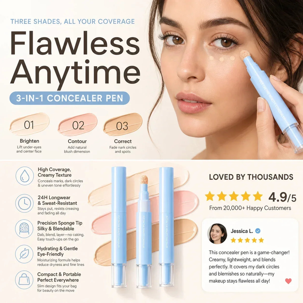 🔥Buy 1 Get 1 Free & Free Shipping NOW💄Multipurpose Hydrating Liquid Concealer Pen