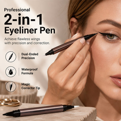 ✨Dual-Tip Long-Lasting Liquid Eyeliner – Waterproof, Quick-Dry & Easy-Correct