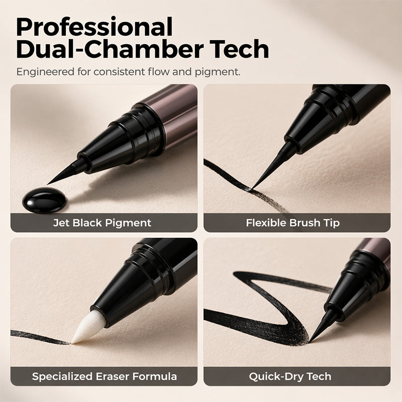 ✨Dual-Tip Long-Lasting Liquid Eyeliner – Waterproof, Quick-Dry & Easy-Correct