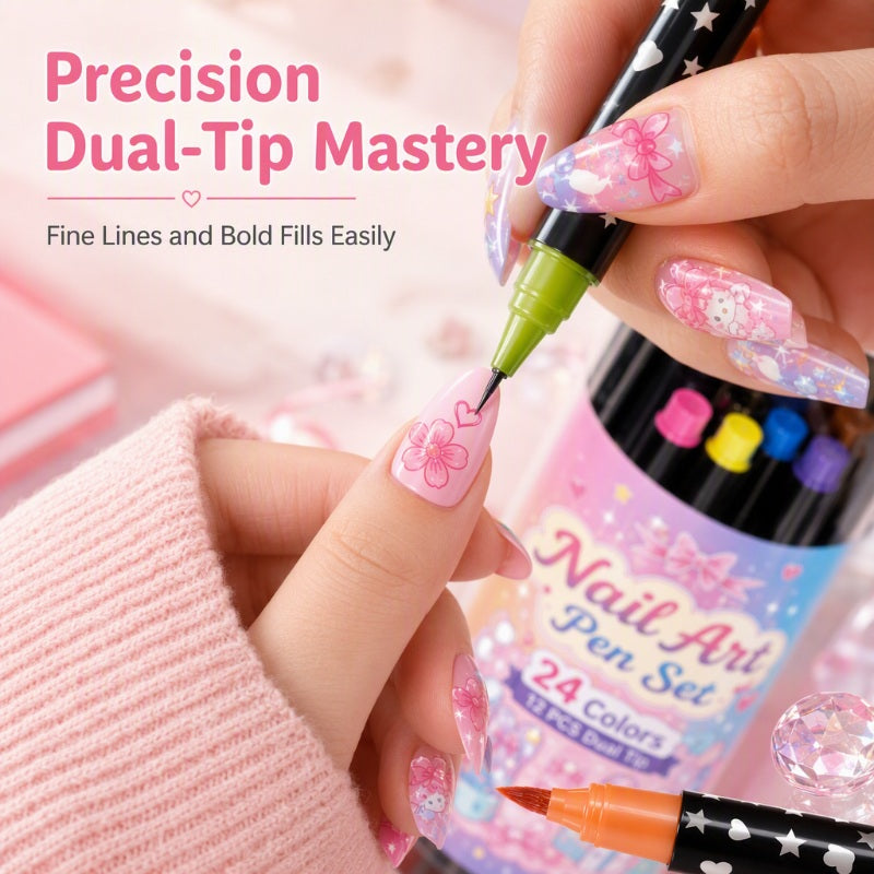 🔥 Last day save 55% !✨ 24 Colors Dual-Ended Nail Art Pens Set - Easy DIY Salon Nails 💅