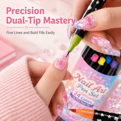 🔥 Last day save 55% !✨ 24 Colors Dual-Ended Nail Art Pens Set - Easy DIY Salon Nails 💅