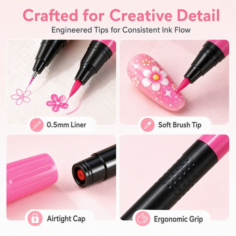 🔥 Last day save 55% !✨ 24 Colors Dual-Ended Nail Art Pens Set - Easy DIY Salon Nails 💅
