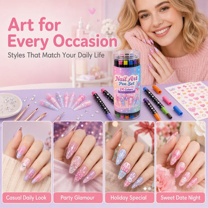 🔥 Last day save 55% !✨ 24 Colors Dual-Ended Nail Art Pens Set - Easy DIY Salon Nails 💅